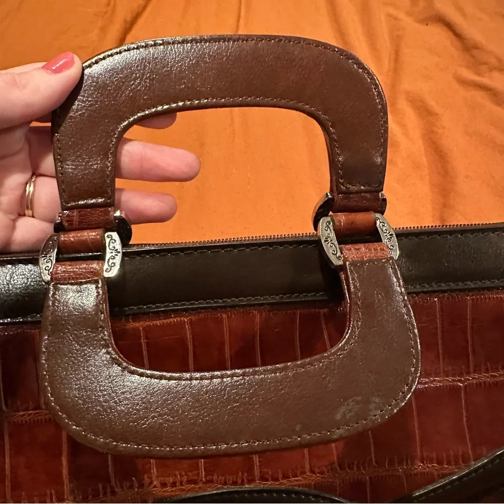 NWT Vintage Brighton Brown Croc Embossed Attaché Briefcase